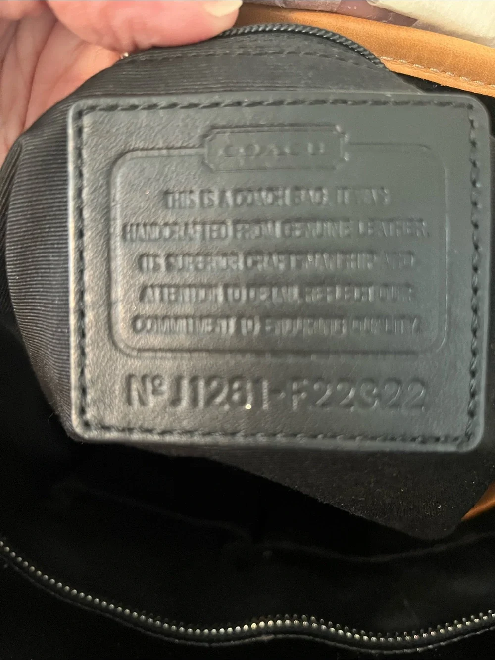 Coach F22322 Black Embossed Patent Signature Tote Bag Leather Trim Hangtag